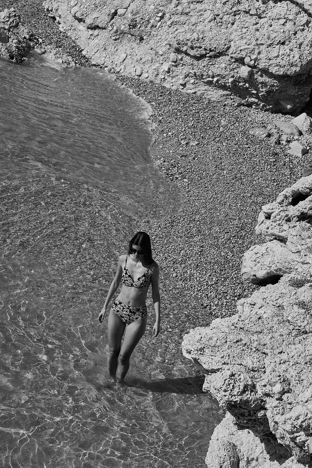 Haut de maillot Figuier imprimé flower party marine et écru