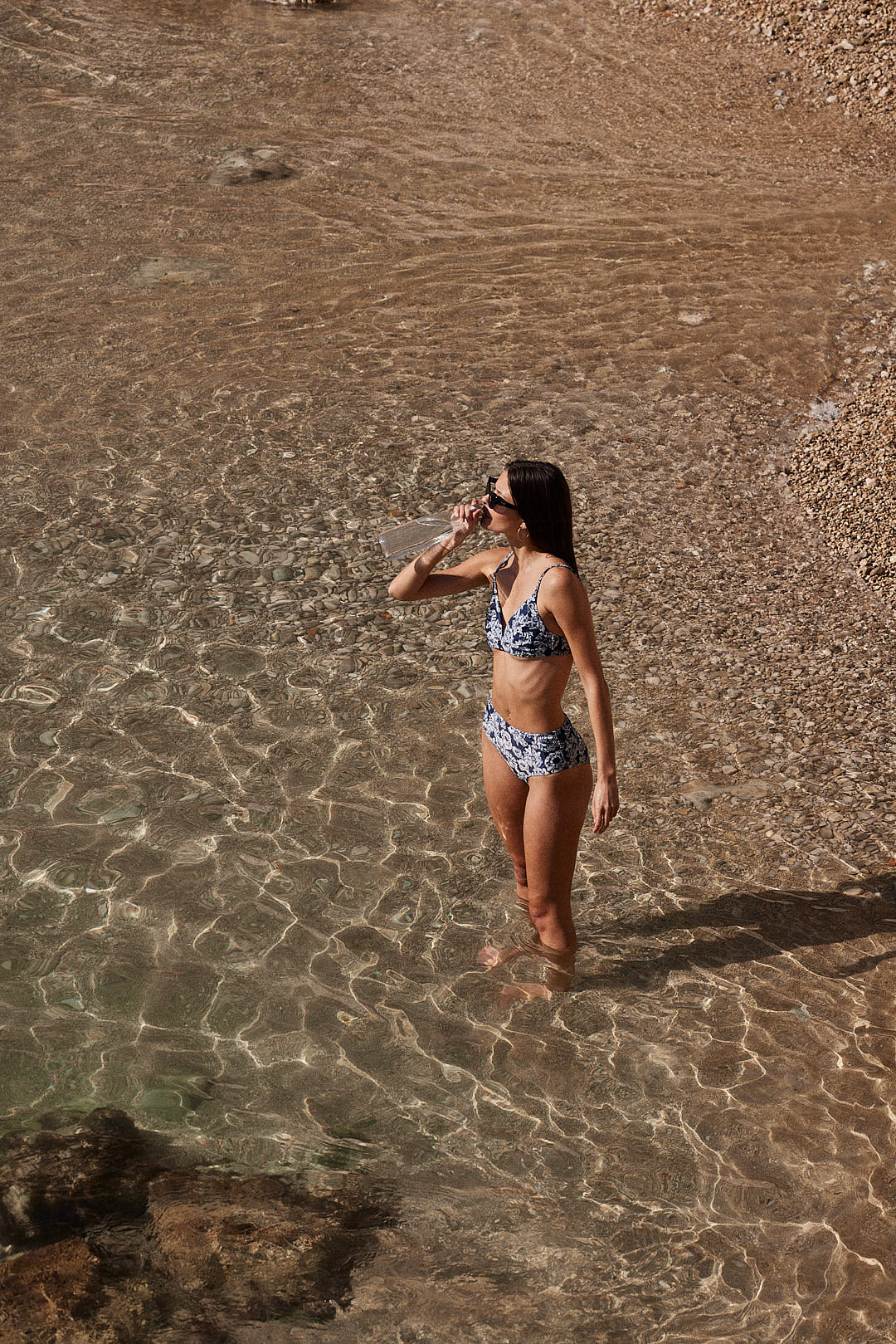 Haut de maillot Figuier imprimé flower party marine et écru