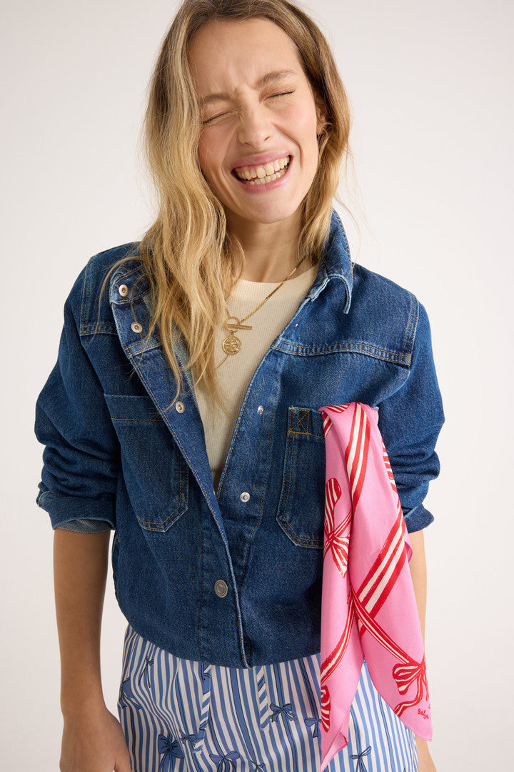 Foulard Kelly nœuds rose et rouge