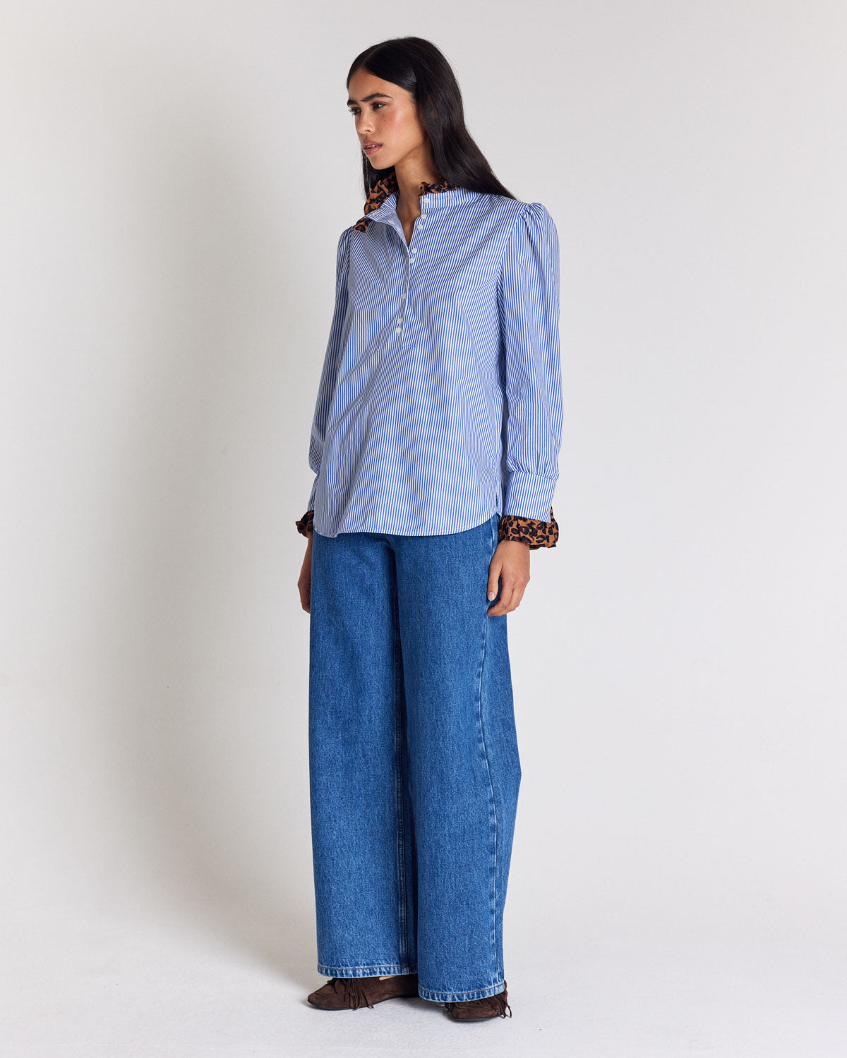 Blouse Source rayures bleu et léopard