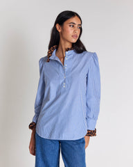 Blouse Source rayures bleu et léopard