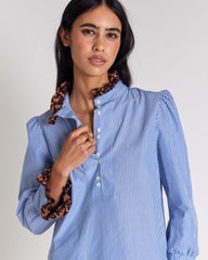 Blouse Source rayures bleu et léopard