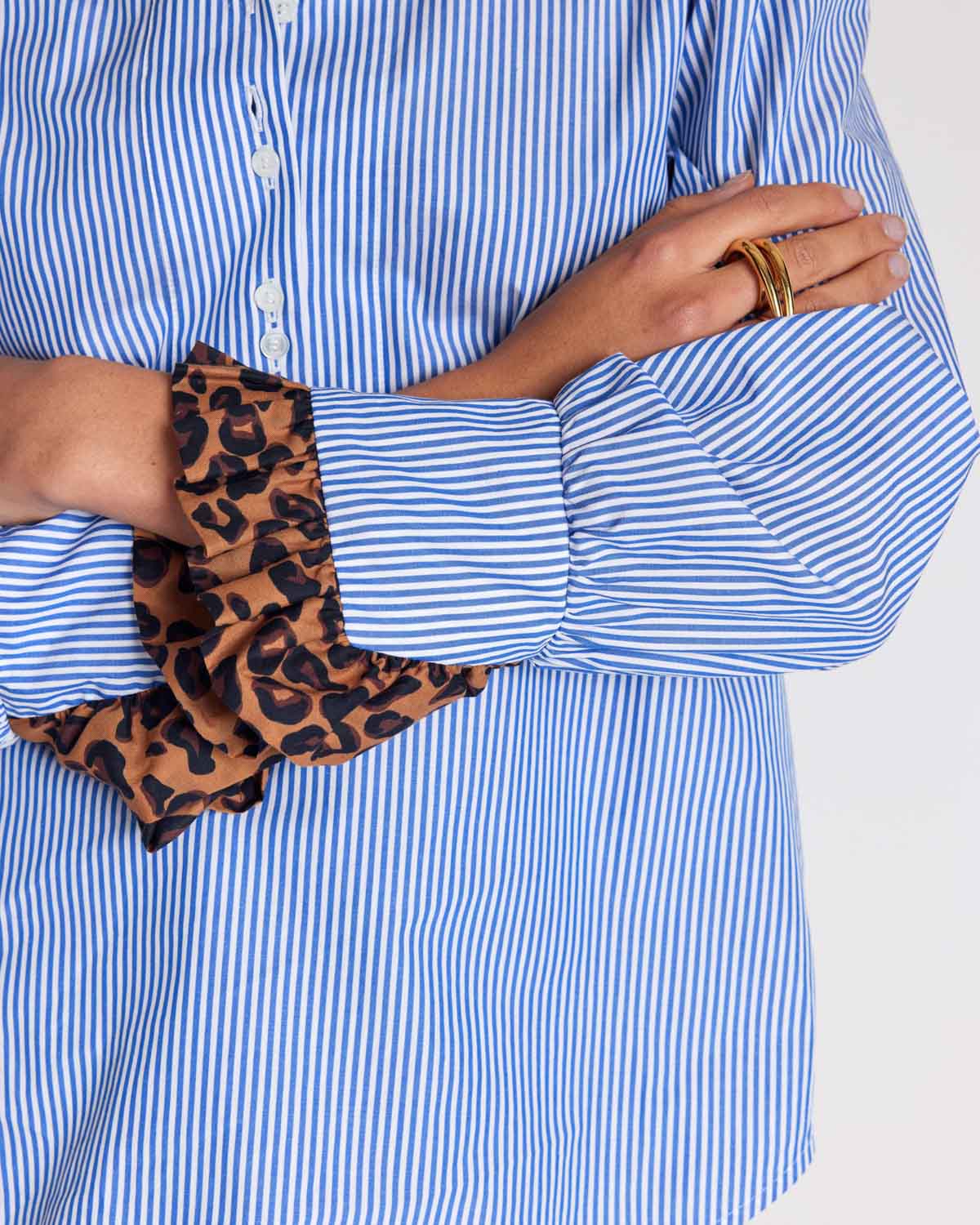 Blouse Source rayures bleu et léopard