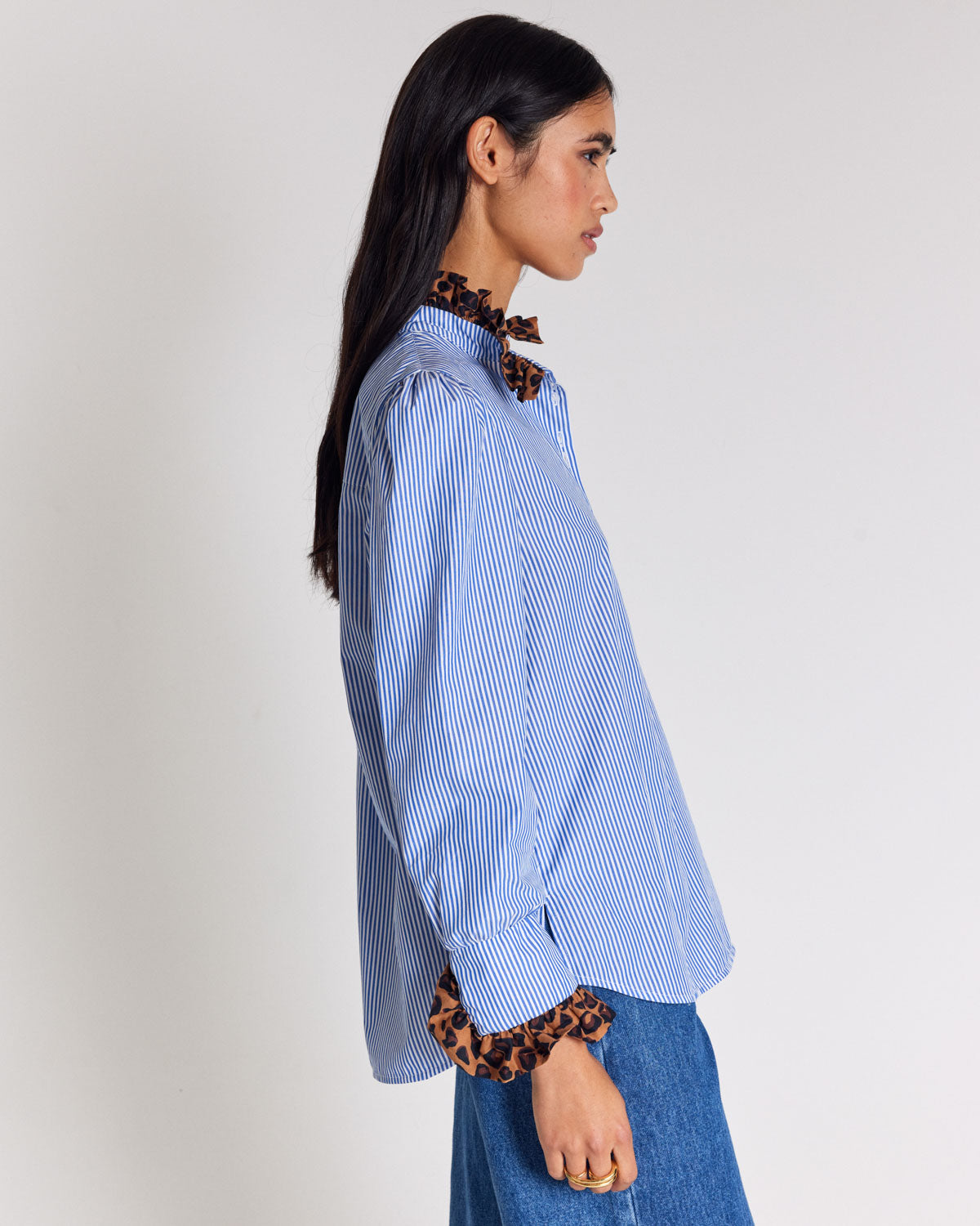 Blouse Source rayures bleu et léopard