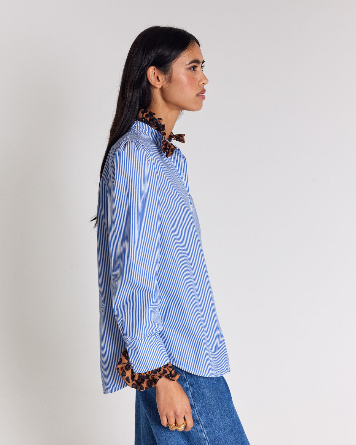 Blouse Source rayures bleu et léopard