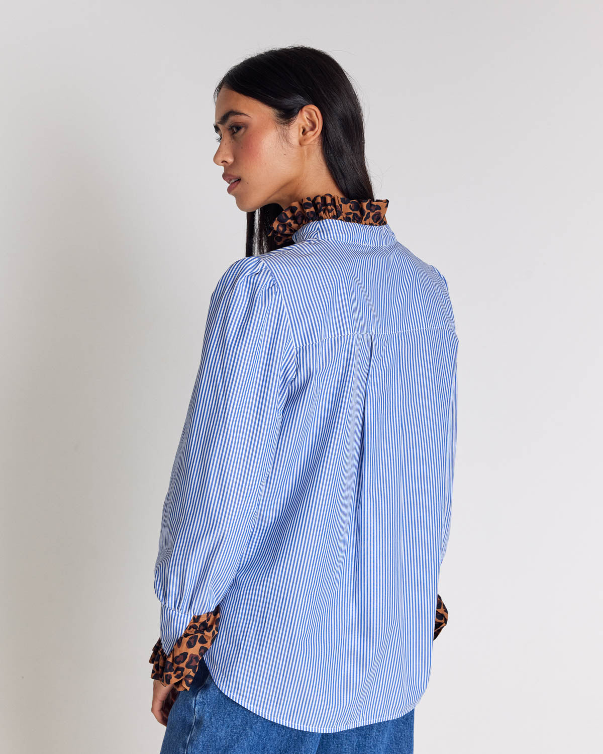 Blouse Source rayures bleu et léopard