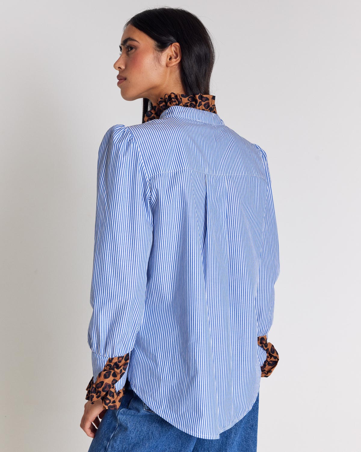 Blouse Source rayures bleu et léopard