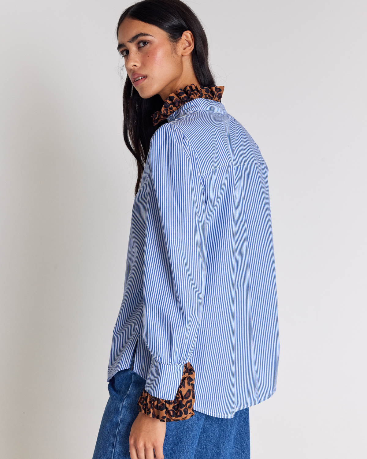 Blouse Source rayures bleu et léopard