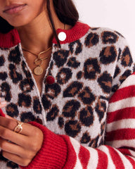 Cardigan Idole rouge et léopard
