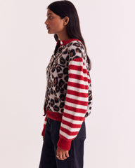 Cardigan Idole rouge et léopard