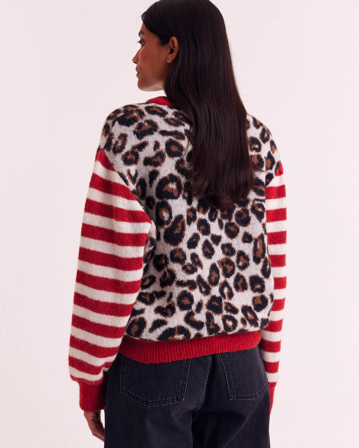 Cardigan Idole rouge et léopard