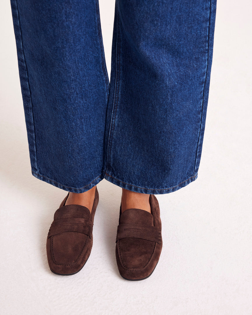 Mocassins Alix franges croûte de cuir moka