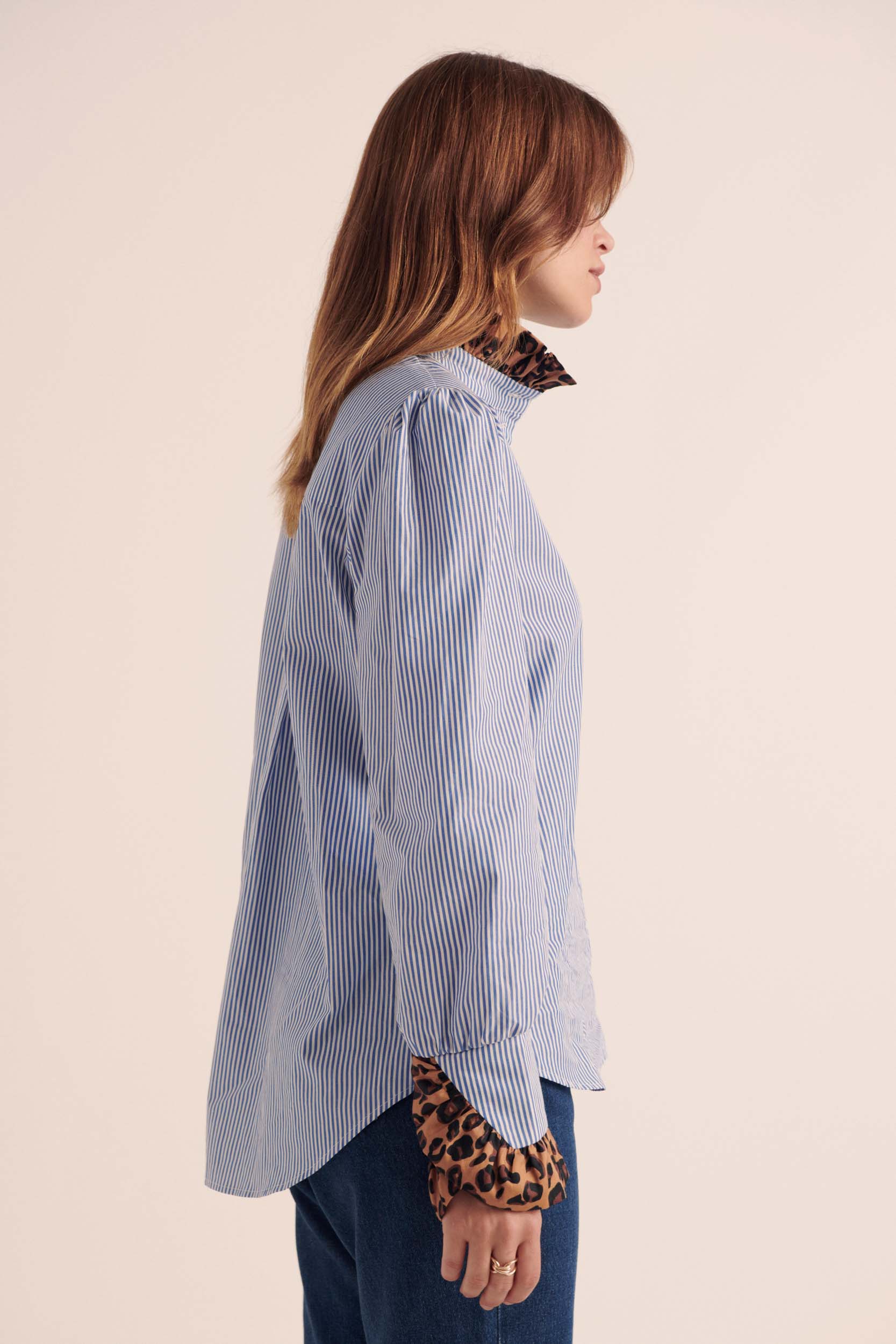 Blouse Source rayures bleu et léopard
