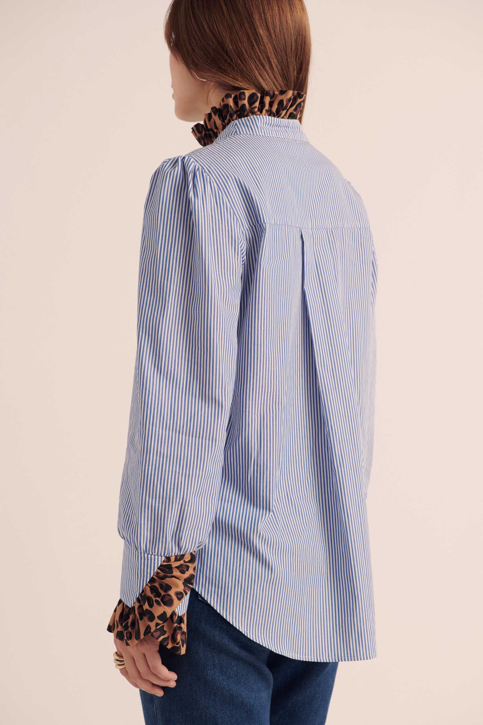 Blouse Source rayures bleu et léopard
