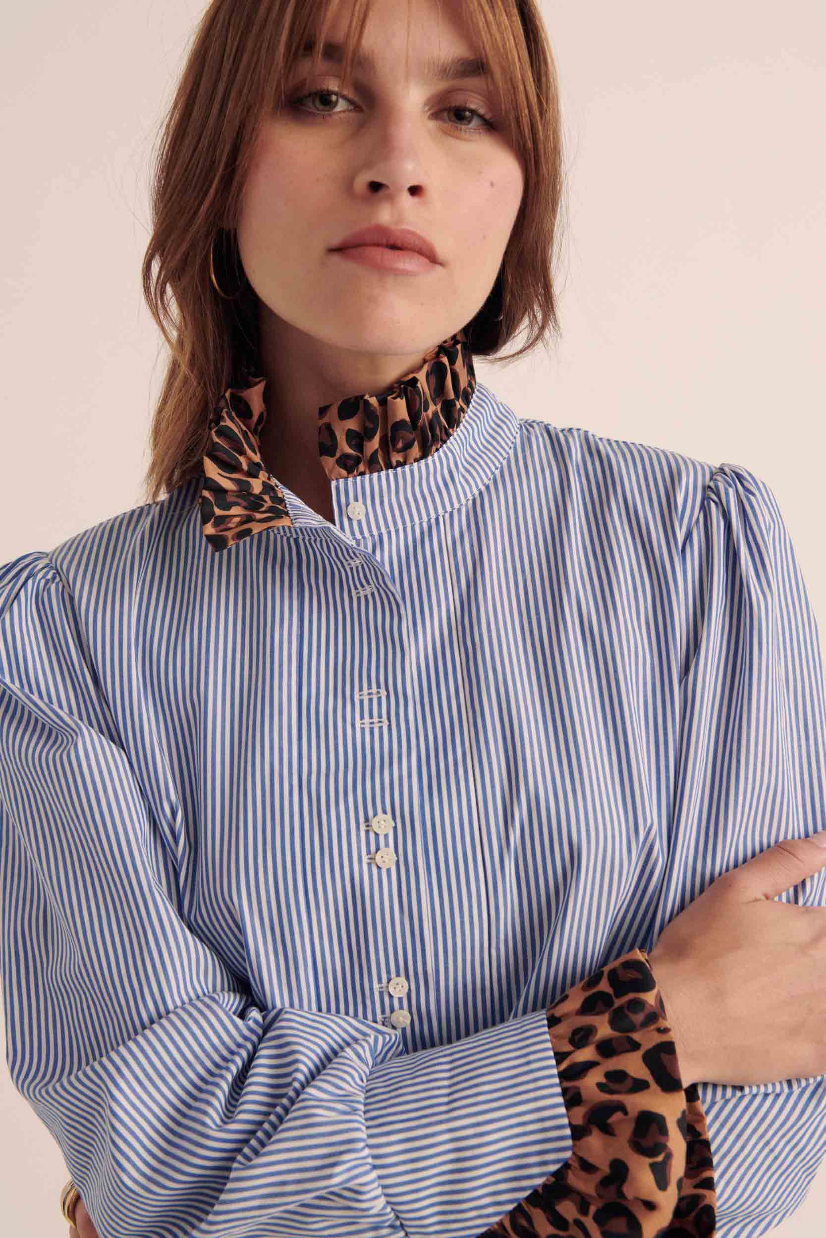 Blouse Source rayures bleu et léopard