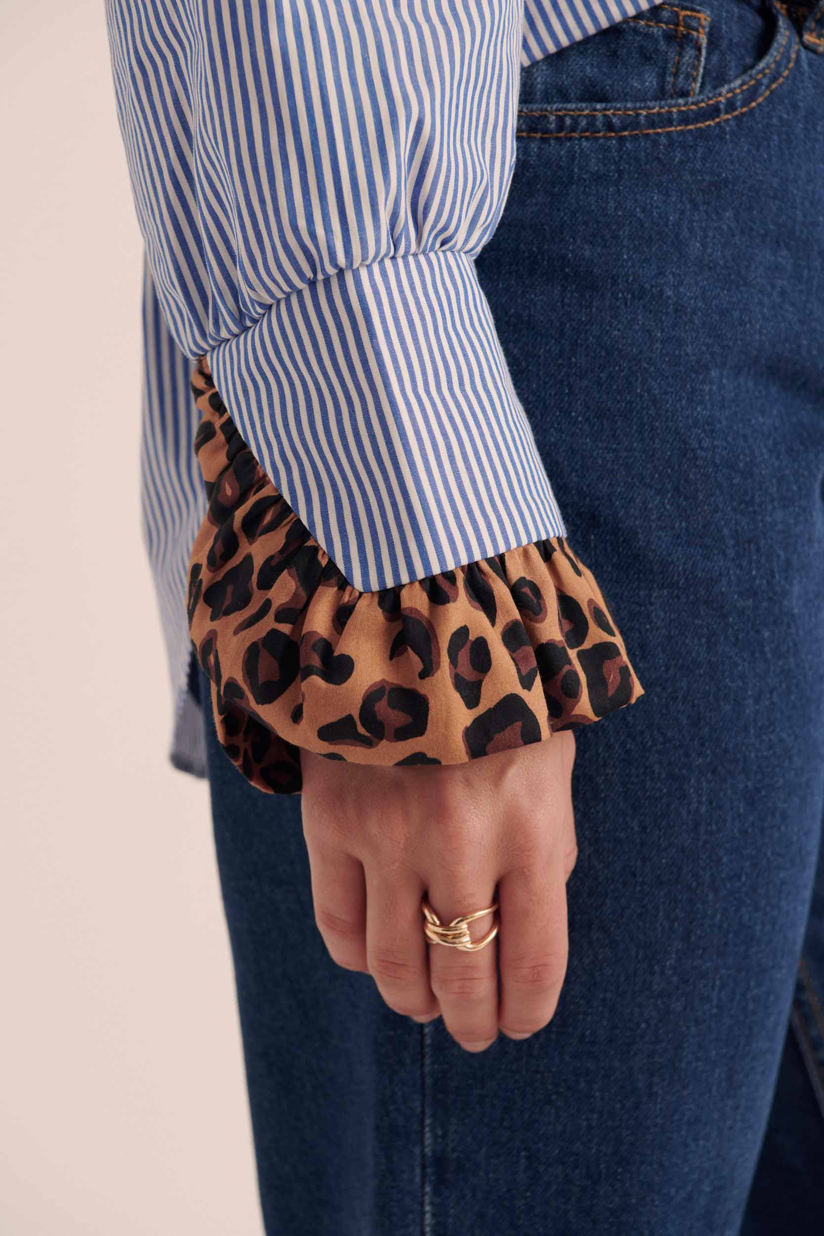Blouse Source rayures bleu et léopard