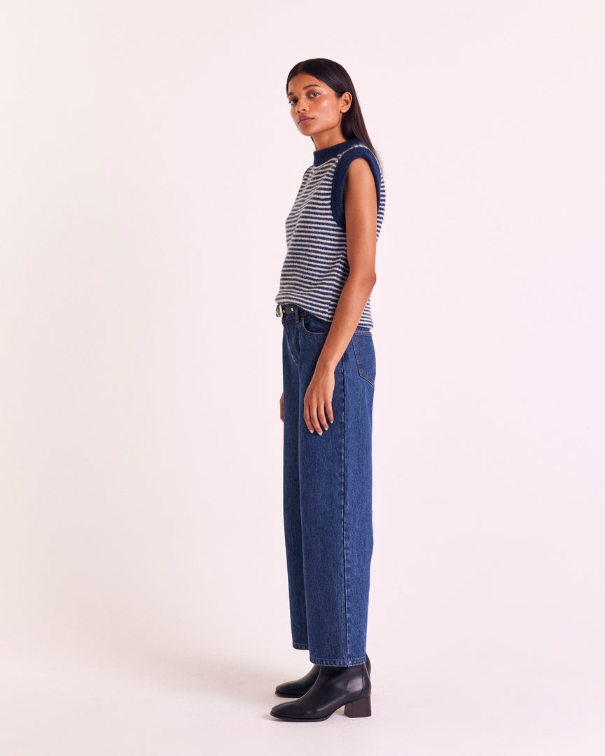 Pull Blason rayures bleu et blanc