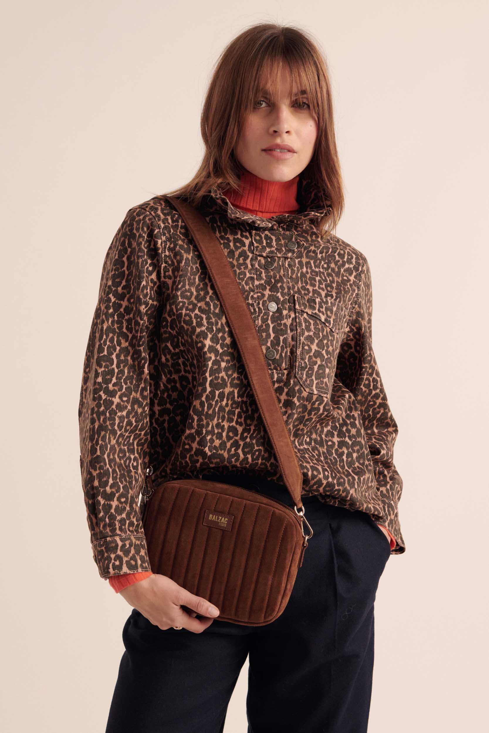 Sac César croûte de cuir chocolat