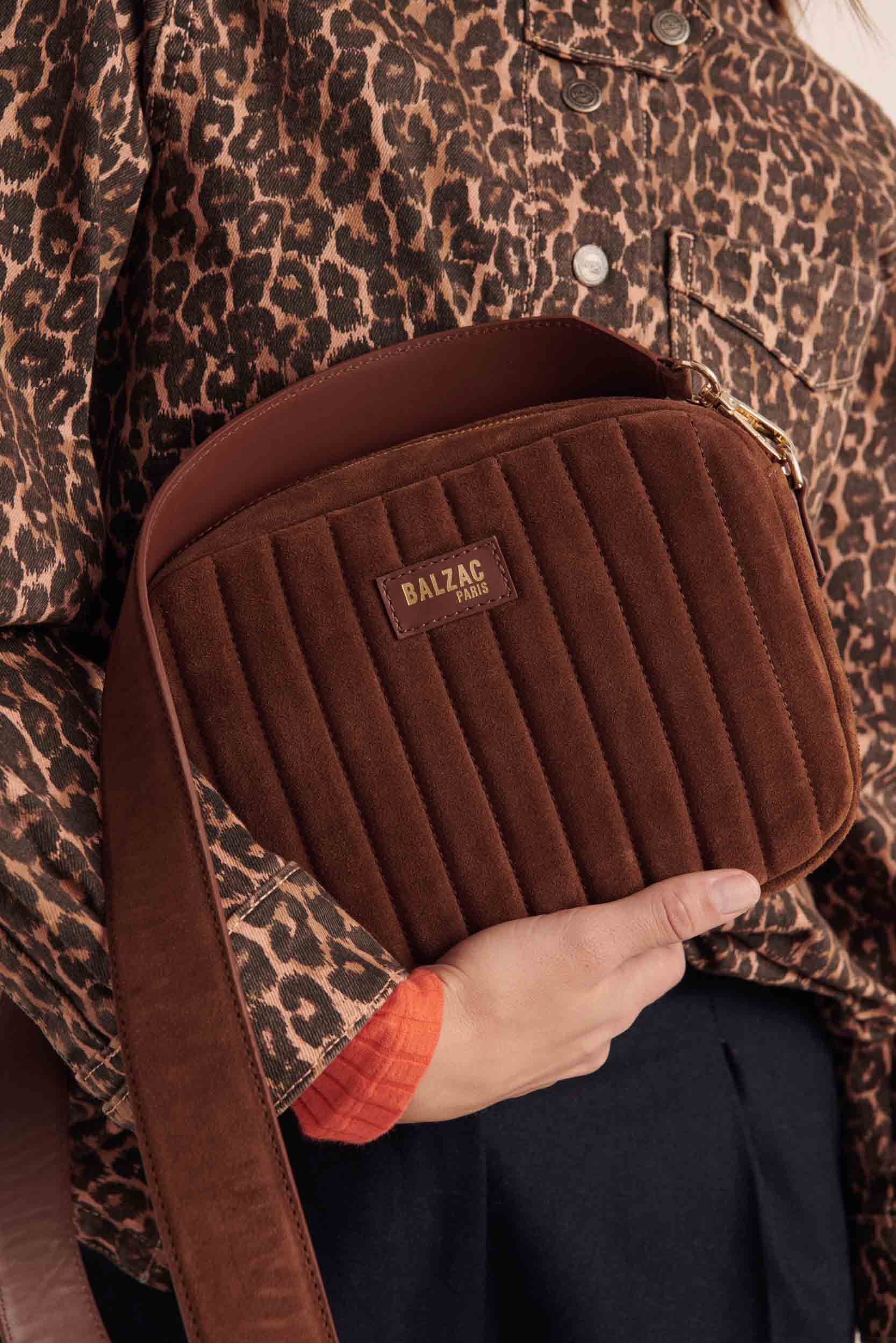 Sac César croûte de cuir chocolat