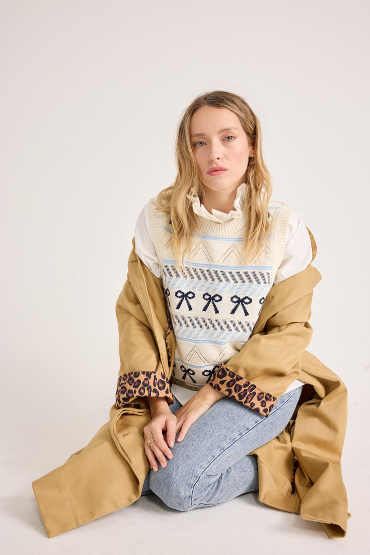 Pull Priska écru et marine