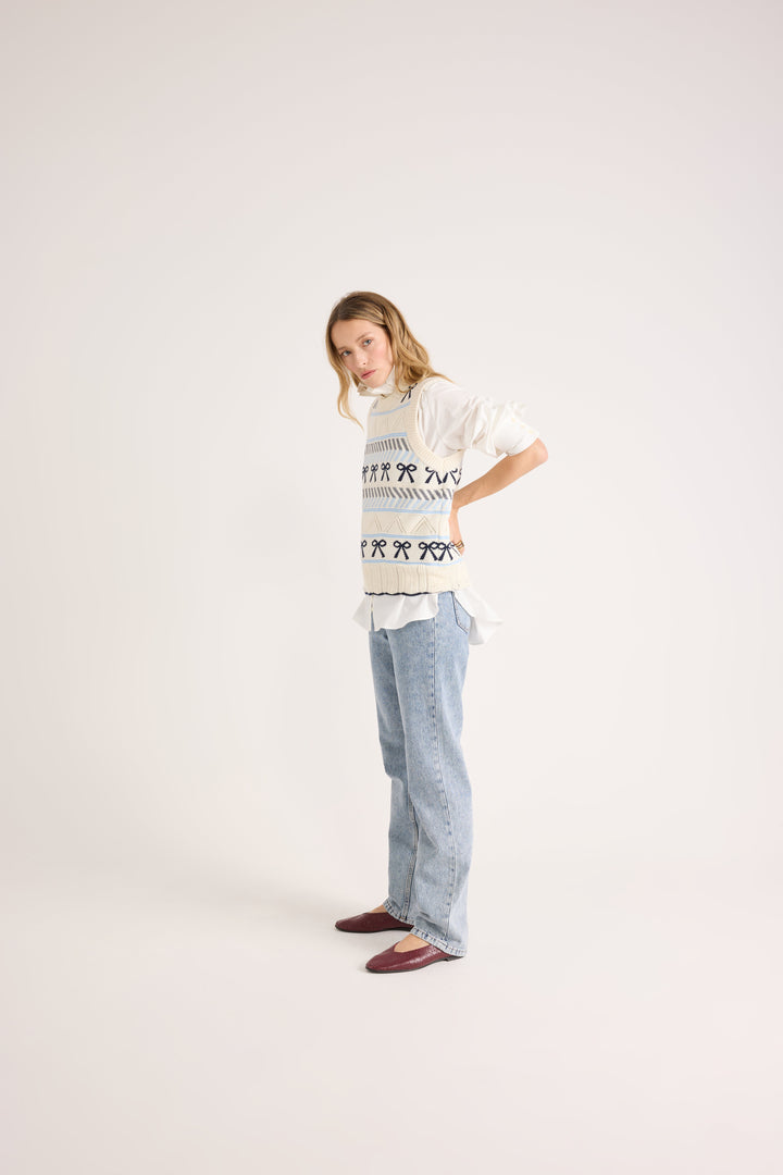 Pull Priska écru et marine