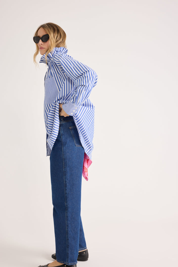 Chemise Léonor rayures blanc et bleu