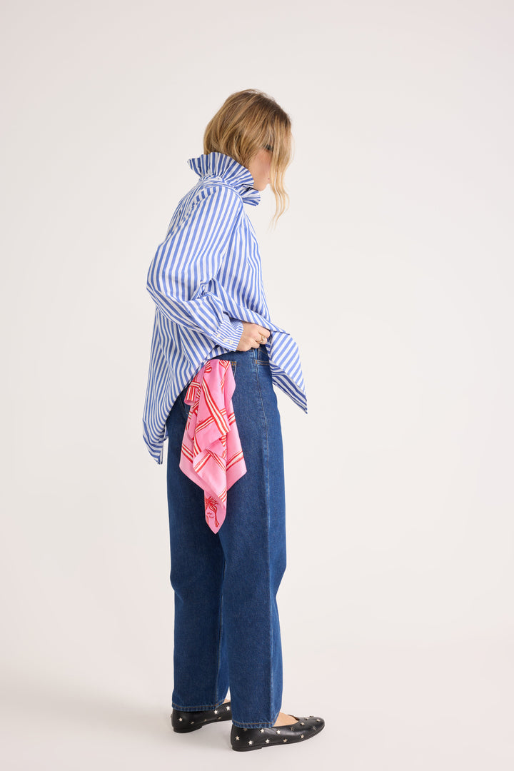 Chemise Léonor rayures blanc et bleu