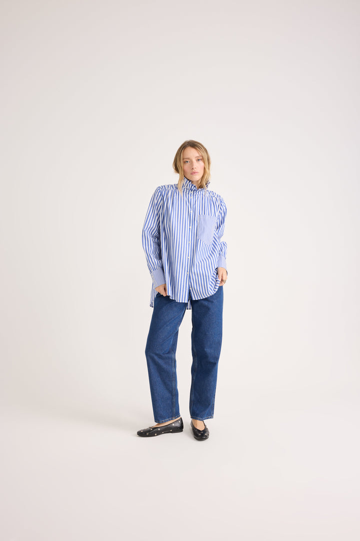 Chemise Léonor rayures blanc et bleu