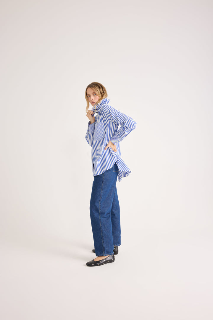 Chemise Léonor rayures blanc et bleu