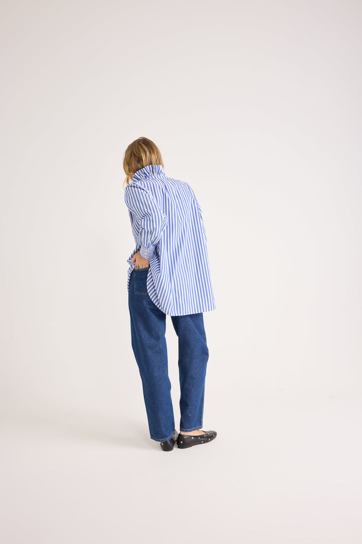 Chemise Léonor rayures blanc et bleu