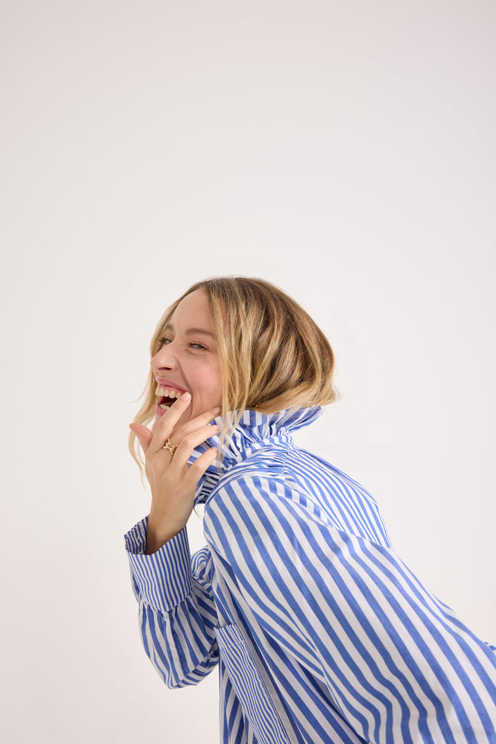 Chemise Léonor rayures blanc et bleu