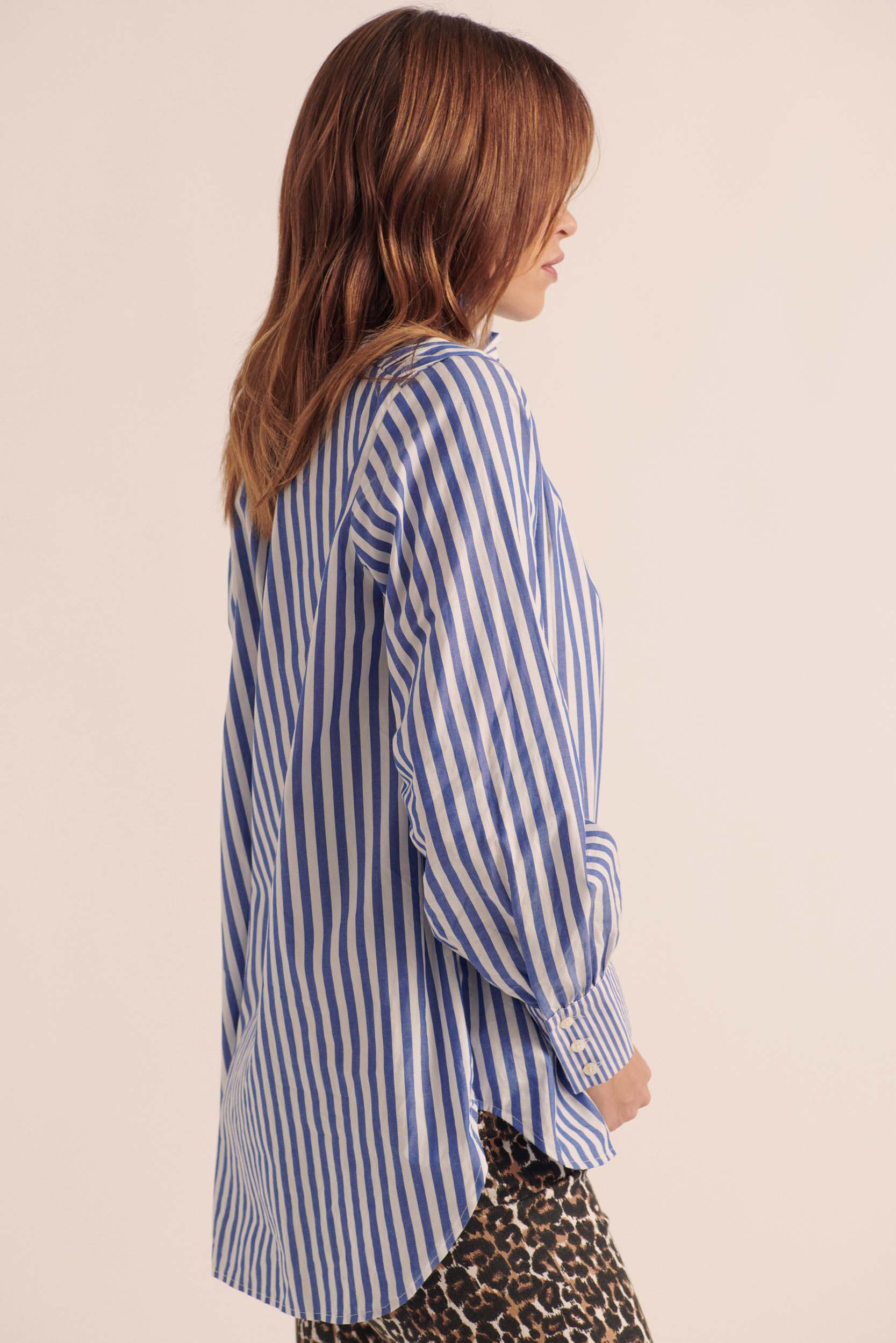 Chemise Léonor rayures blanc et bleu