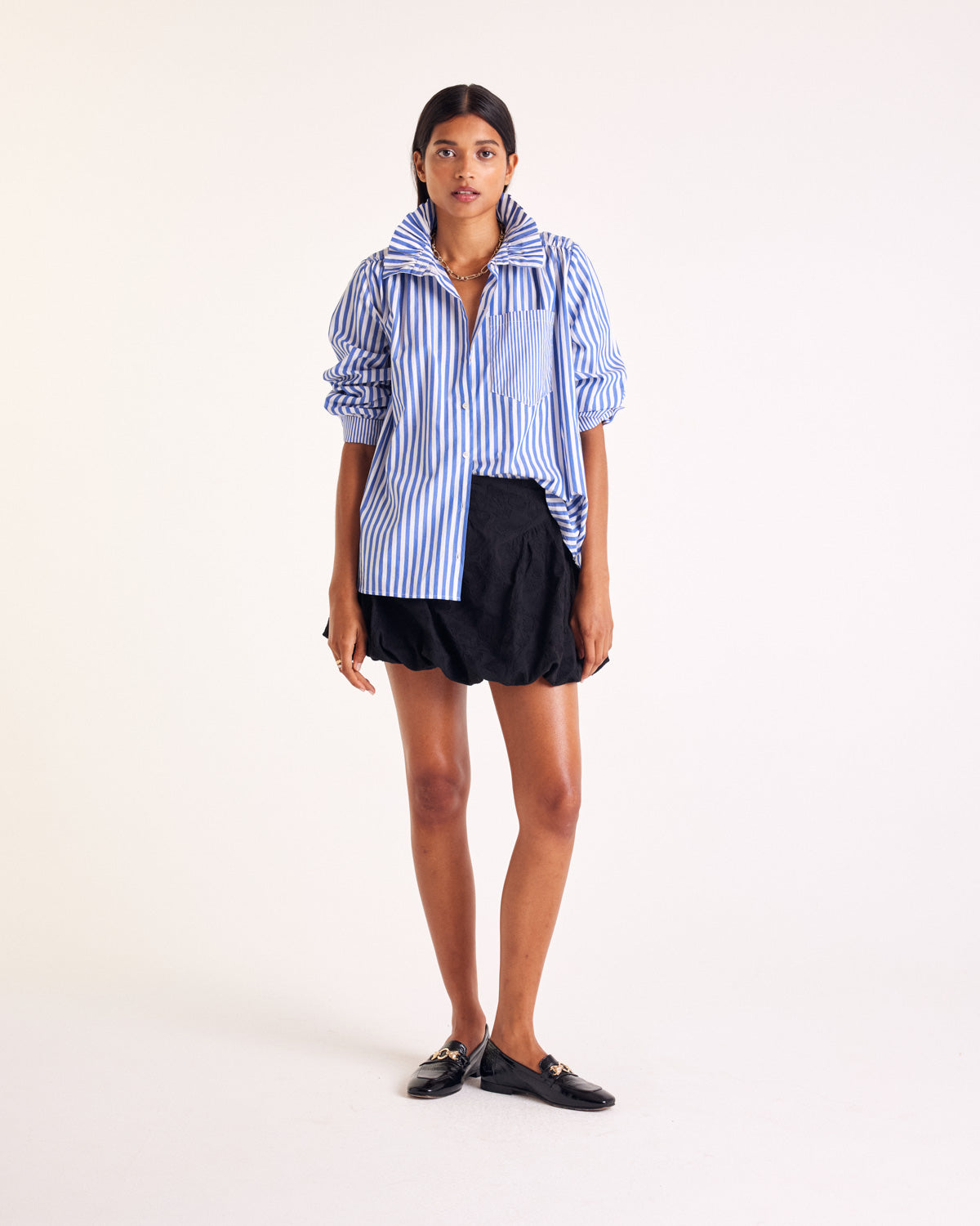 Chemise Léonor rayures blanc et bleu