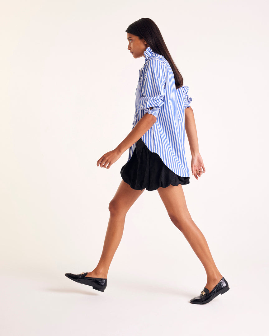Chemise Léonor rayures blanc et bleu