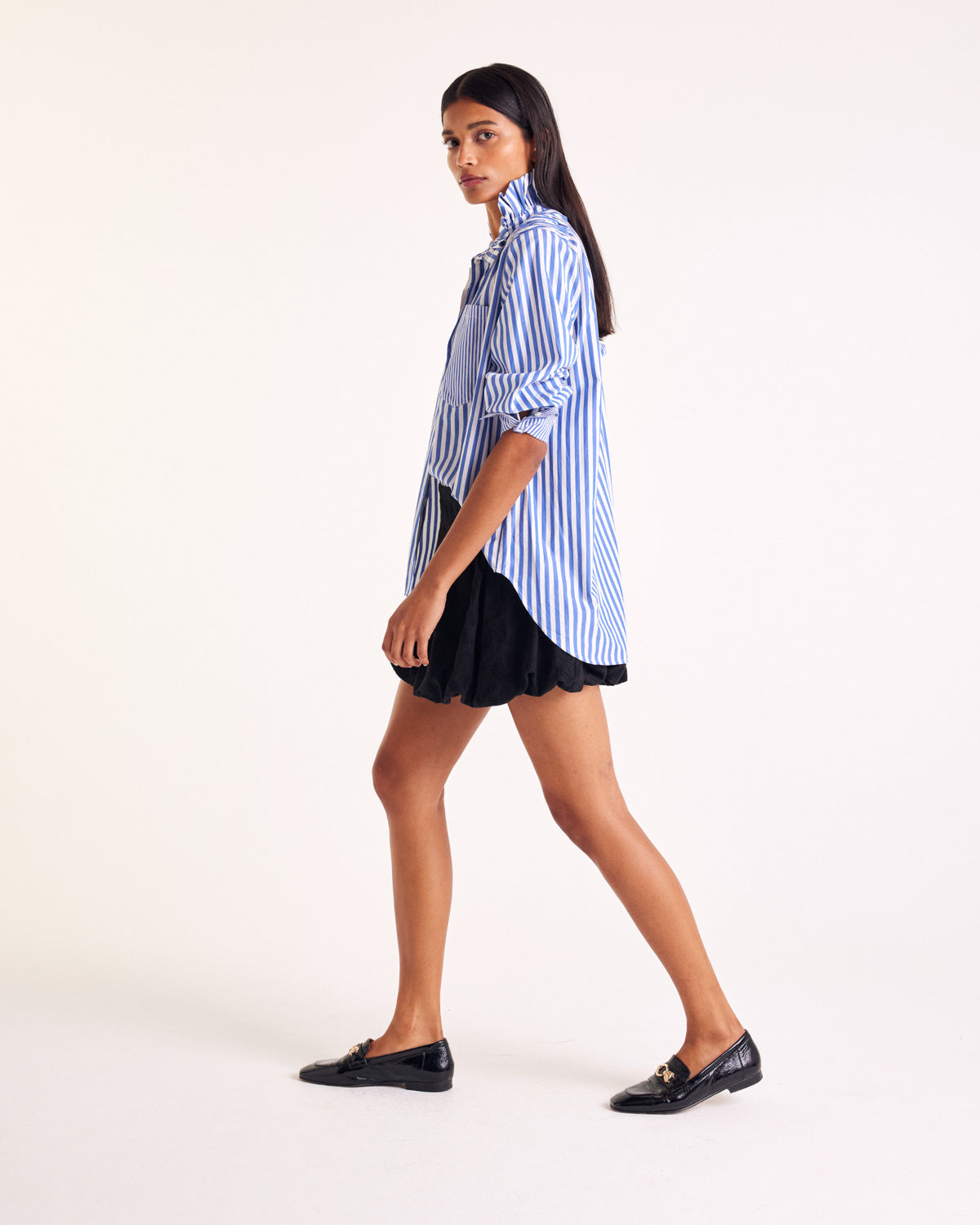 Chemise Léonor rayures blanc et bleu