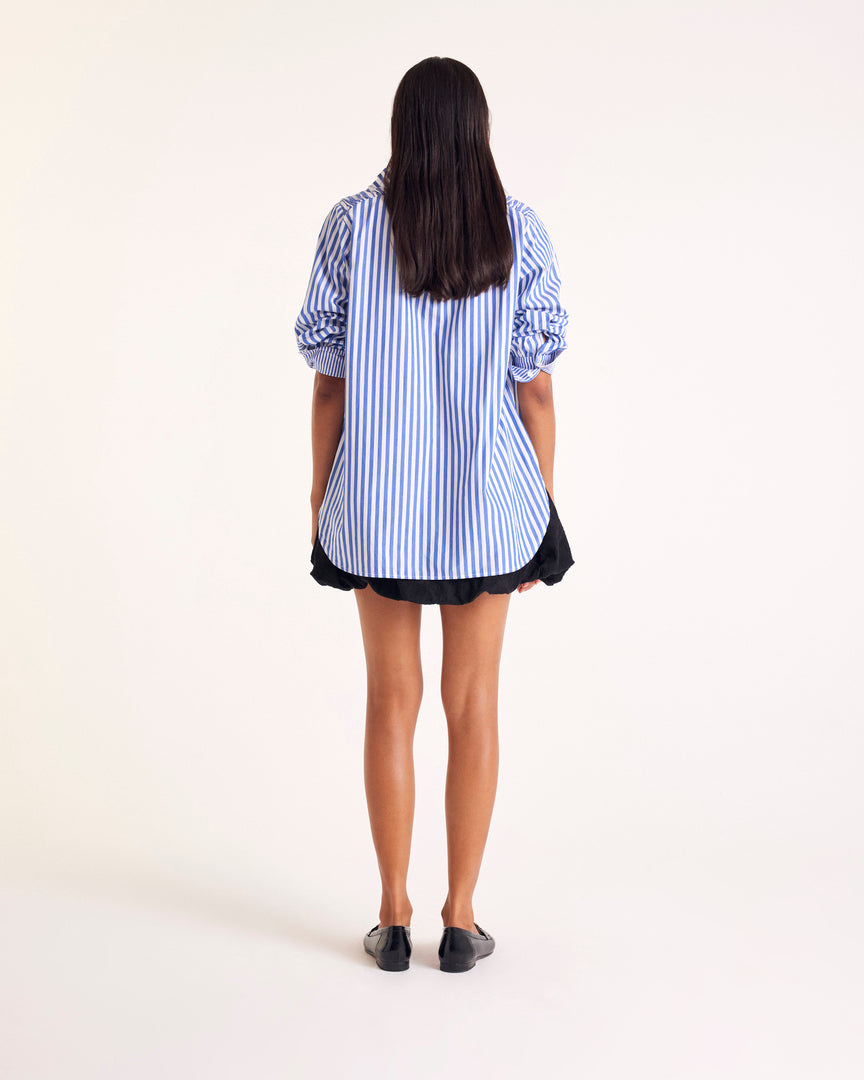 Chemise Léonor rayures blanc et bleu