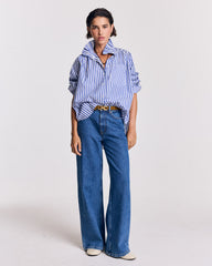 Chemise Léonor rayures blanc et bleu