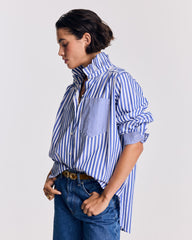 Chemise Léonor rayures blanc et bleu