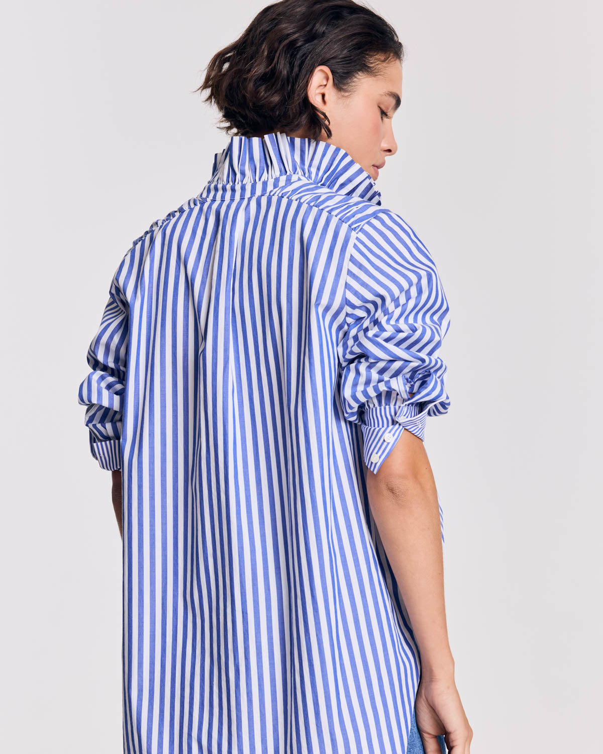 Chemise Léonor rayures blanc et bleu