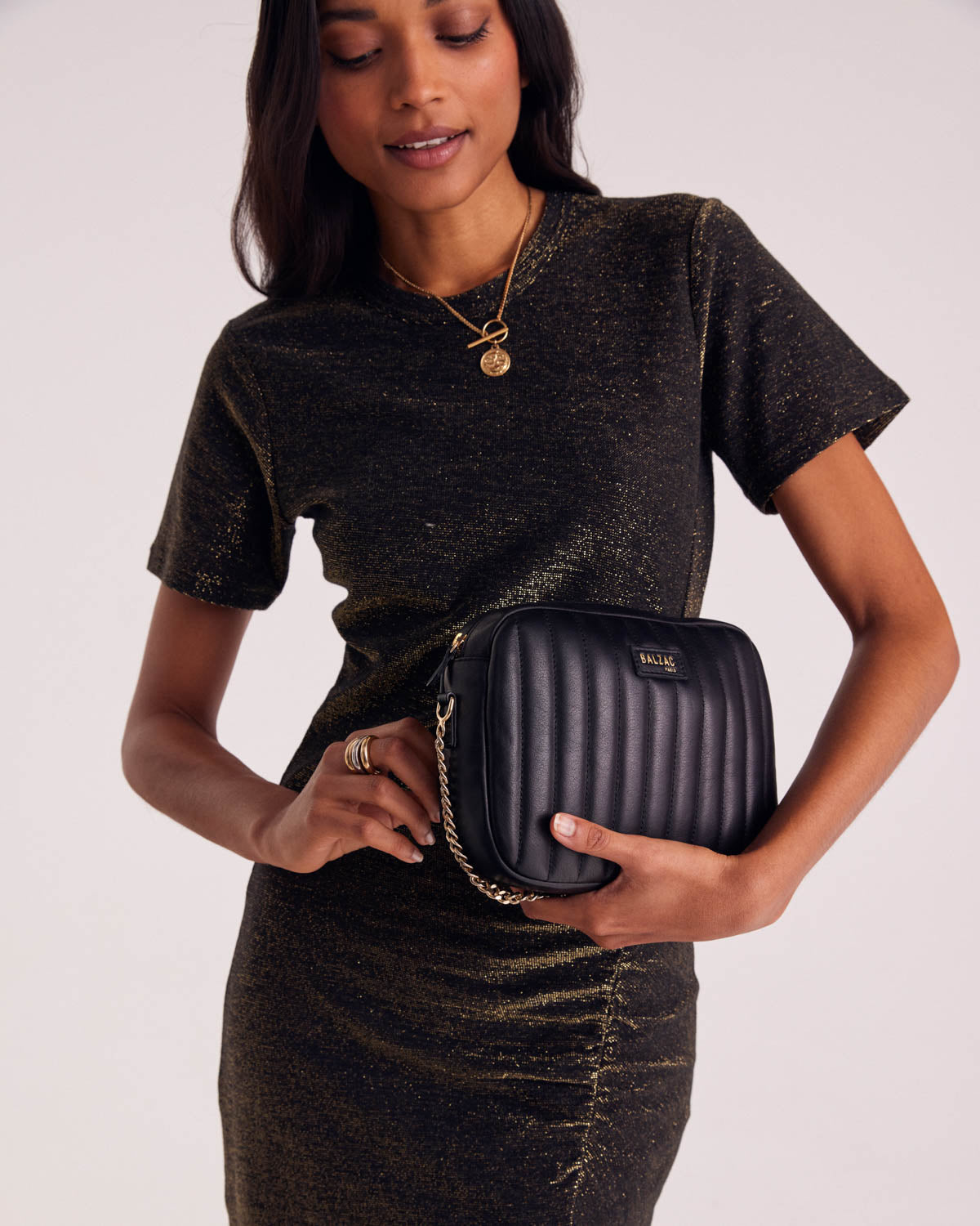Robe Floréal noir irisé doré