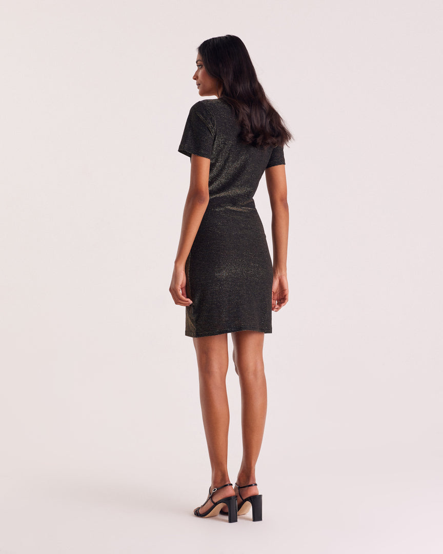 Robe Floréal noir irisé doré