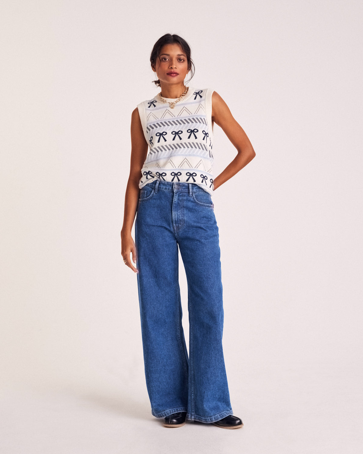 Pull Priska écru et marine