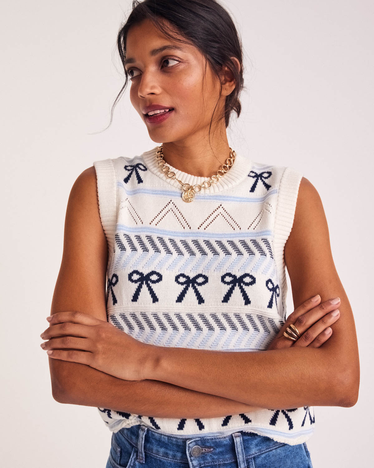 Pull Priska écru et marine