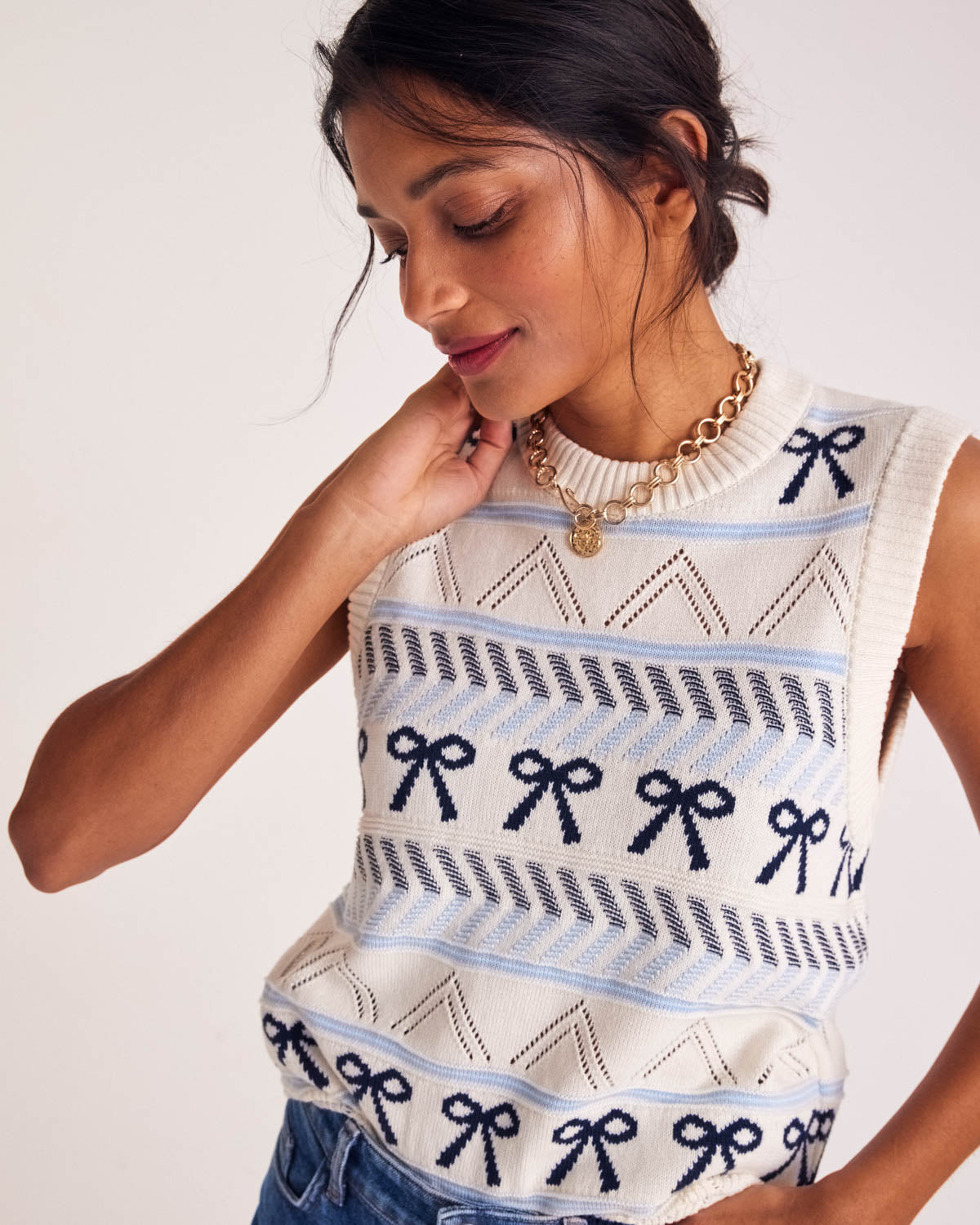 Pull Priska écru et marine