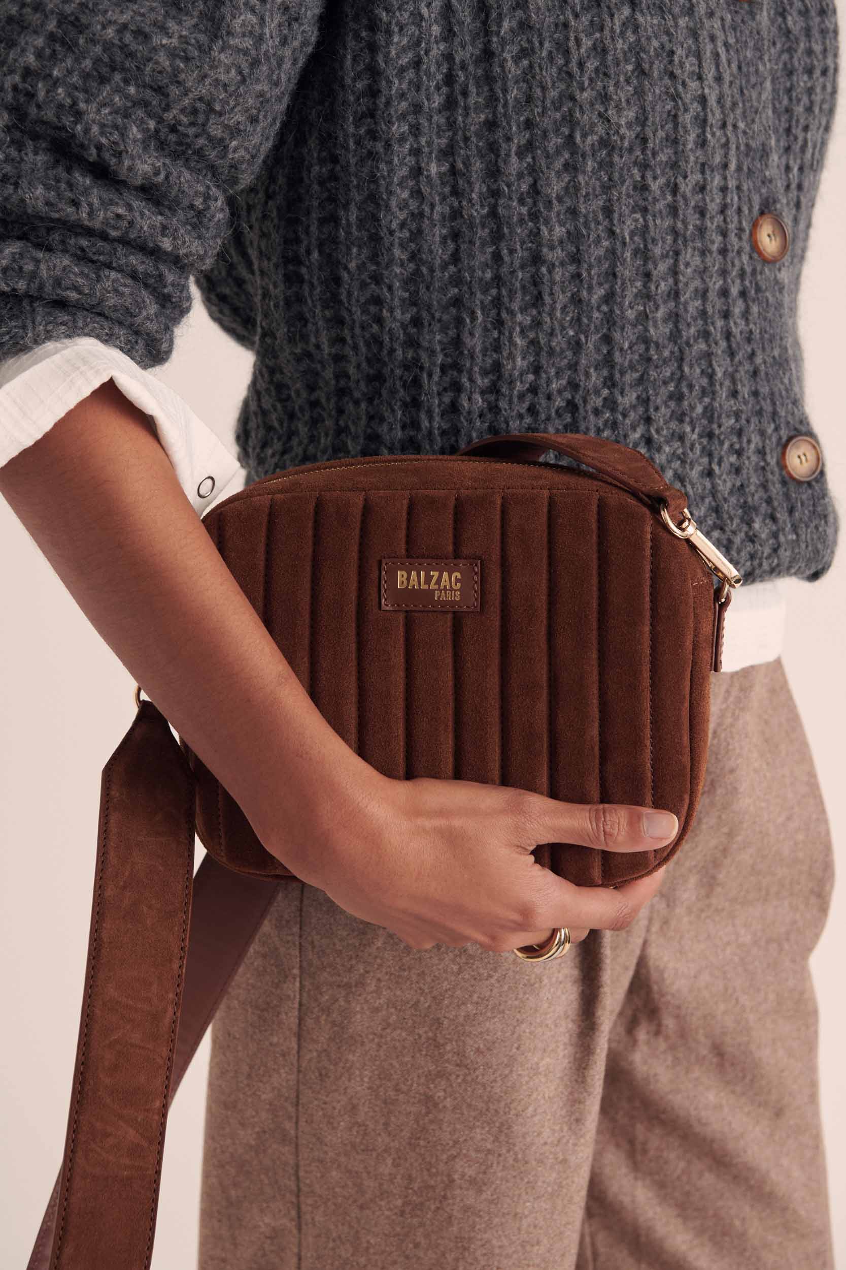 Sac César croûte de cuir chocolat