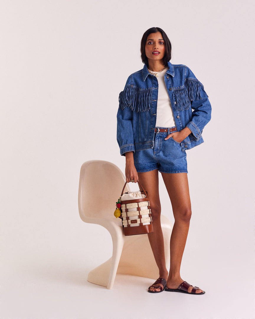Short Triomphe bleu midi