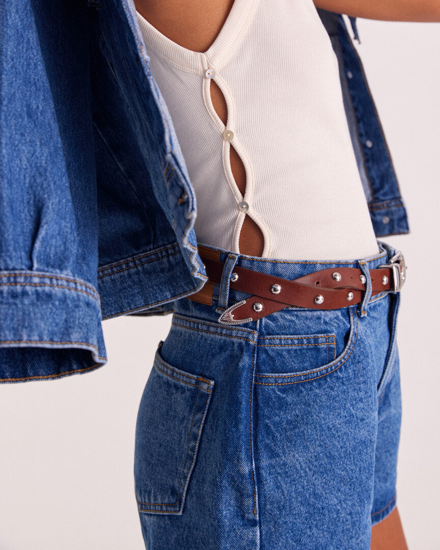 Ceinture Cameron clouté camel