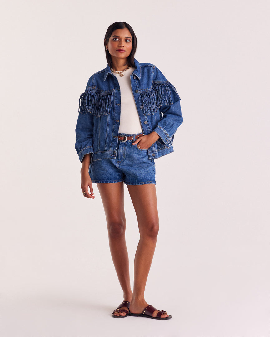 Short Triomphe bleu midi