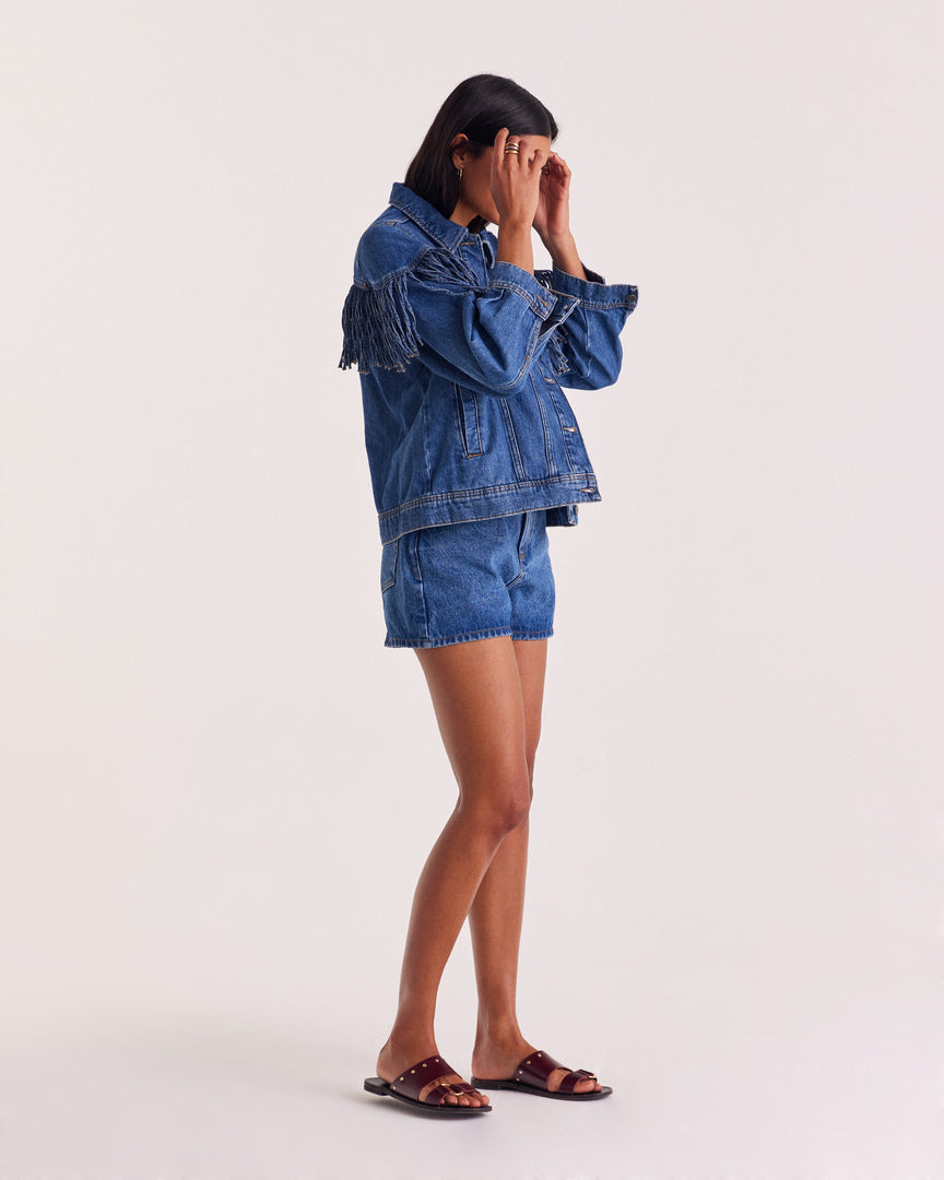 Short Triomphe bleu midi