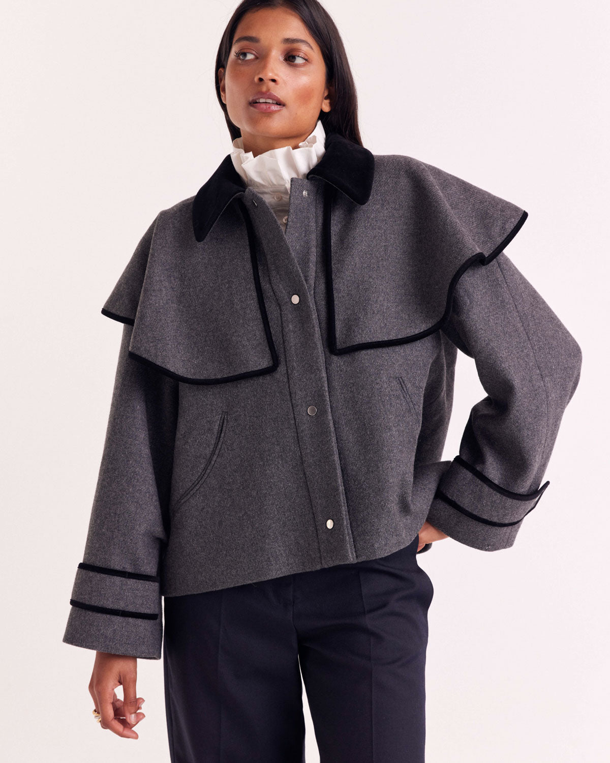 Manteau Juliette gris et noir
